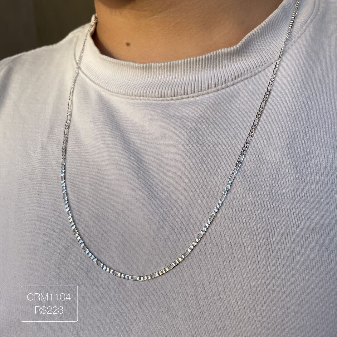 Corrente Fina 3 x 1 70cm Lisa Prateada